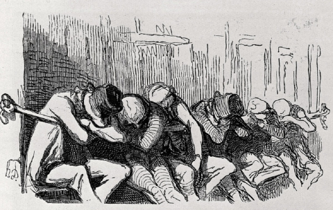 Honoré Daumier, Dormeurs à la corde deux sous la nuit, 1852