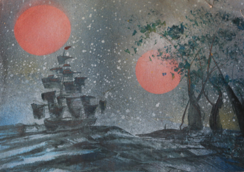 Peinture en bombe sur papier buvard – 1996